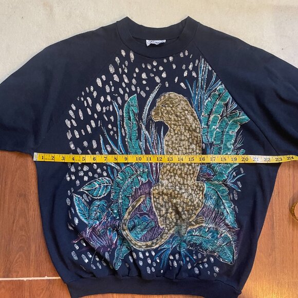 Vintage All-Ways sparkle cheetah three-quarter sleeve sweatshirt - Picture 5 of 6